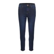 Kaffe Mörkblå Slim Fit High Waist Jeans Blue, Dam