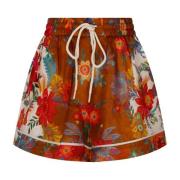 Zimmermann Silkes Shorts med Blommönster Multicolor, Dam