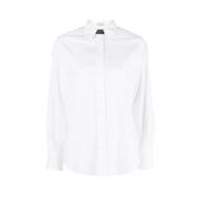 Brunello Cucinelli Monili pärldekorerad poplin skjorta White, Dam