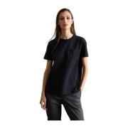 Brunello Cucinelli Glänsande Skuggficka T-Shirt Black, Dam