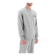 Ermenegildo Zegna Crew-neck sweatshirt med flocked logo Gray, Herr