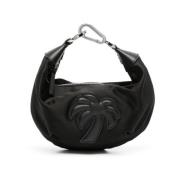 Palm Angels Satin Palm Hobo Clutch Black, Dam