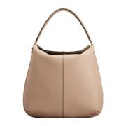 Tod's Stor läder T Case Hobo Väska Beige, Dam