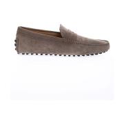 Tod's Taupe Läder Crust Moccasins med Dekorativt Ben Beige, Herr