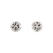 Tory Burch Crystal Logo Circle Stud örhängen Gray, Dam