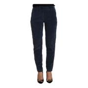 Peserico Blue Mid Waist Cotton Stretch Tapered Pants Blue, Dam
