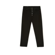 Dondup Svarta Stretch Denim Cropped Jeans Black, Dam