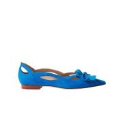 Scarosso Lyxiga Forget-Me-Not Ballerinaskor i Mocka Blue, Dam