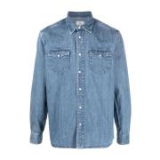 Woolrich Denim Bröstfickor Skjorta Blue, Herr