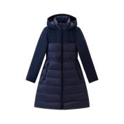 Woolrich Vattentät dunjacka med Tech Softshell huva Blue, Dam