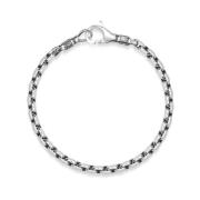 Nialaya Sterling Silver Rund Länk Armband Gray, Herr