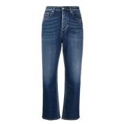 3X1 Blå Straight Jeans med Veck Effekt Blue, Dam