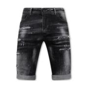 Local Fanatic Paint Splatter Destroy Shorts Stonewash Herr Slim Fit -1...