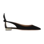 Aquazzura Svart mocka fluga ballett Ballerinaskor Black, Dam