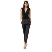 Babylon W LES Femmes Satin Cigarettebyxor - Svart Black, Dam