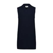 Maison Margiela Svart Ull V-ringad Shift Klänning Blue, Dam