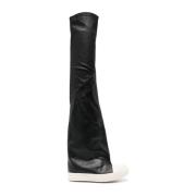 Rick Owens Sneda Lårhöga Läderstövlar Black, Dam