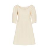 Chloé Ballongärm Linne Miniklänning Beige, Dam