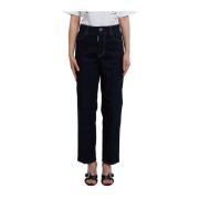 Dsquared2 Blå Crop Jeans med Hög Midja Blue, Dam