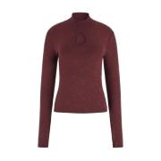 Guess Åtsittande långärmad turtleneck T-shirt - Lila Brown, Dam