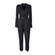 Karl Lagerfeld Svart Satin Jumpsuit med Cape-ärmar Black, Dam