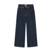 Kenzo Vintage Wide-Leg Cropped Jeans Blue, Dam