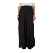 Max Mara Elegant Svart Linne Maxi Kjol med Veck och Sidoknappar Black,...