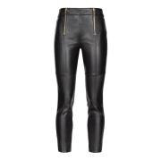 Pinko Leather Trousers Black, Dam