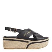 Tommy Hilfiger Hög läderflatform Black, Dam