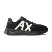 Armani Exchange Svarta Mesh- och Mockasneakers Black, Herr