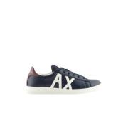 Armani Exchange Låga Lädersneakers - Armani Exchange Blue, Herr