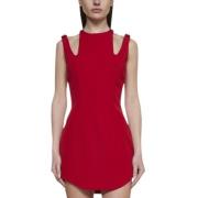 Balmain Röd Asymmetrisk Dagsklänning Red, Dam