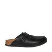 Birkenstock Svarta lädertofflor Boston Black, Herr