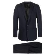 Dolce & Gabbana Marinblå Slim Fit Ullkostym Blue, Herr