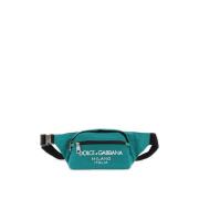 Dolce & Gabbana Nylon Beltpack Väska med Logotyp Green, Herr