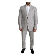 Dolce & Gabbana Grå Linen Napoli Suit Gray, Herr