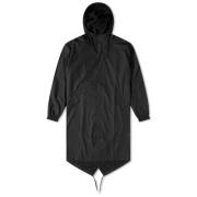 Rains Svart Fishtail Parka med Asymmetrisk Fåll Black, Unisex