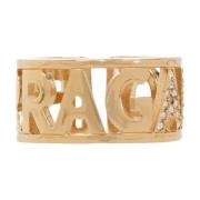 Salvatore Ferragamo Ring med kristalldekoration Yellow, Dam