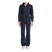 Catwalk Blå Denim Jumpsuit med Breda Ben Blue, Dam