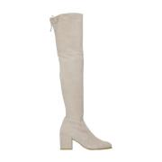 Stuart Weitzman Beige Mocka Over-Knee Stövlar Beige, Dam