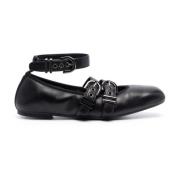 Stuart Weitzman Läder Ballerinaskor Black, Dam