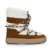 Moon Boot Bruna Läder Shearling Stövlar Brown, Dam