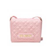 Love Moschino Quiltad Mini Axelväska med Justerbar Rem Pink, Dam