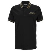Versace Jeans Couture Logo Chain Bomull Piquet Polo T-Shirt Black, Her...