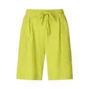 Essentiel Antwerp Lime Bermuda Shorts, Elastisk Midja, Avslappnad Pass...