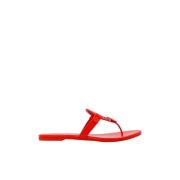 Tory Burch Orangea Patentläder Slides Orange, Dam