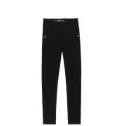 Patrizia Pepe Svarta Skinnybyxor med Broderade Bakfickor Black, Dam