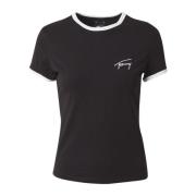 Tommy Jeans Slim Logo Signature Broderad T-shirt Black, Dam