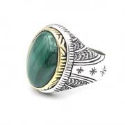 Jalan Jalan 925 Sterling Silver Malakit Ring Multicolor, Unisex