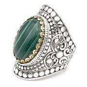 Jalan Jalan 925 Sterling Silver Malakit Ring Multicolor, Unisex